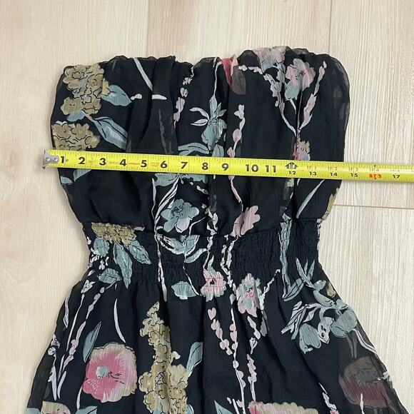 Wet Seal Vintage Black Floral Strapless Tube Mini Dress/ Long Tube Top SZ S Y2K - Picture 6 of 10